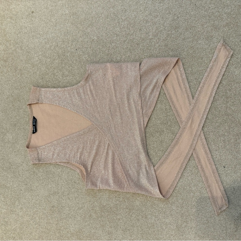 Sparkle Beige Sleeveless Top